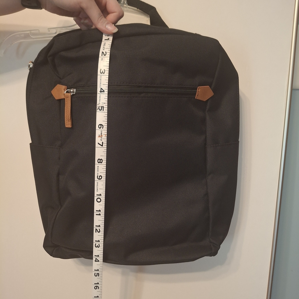 NEW Black Canvas Backpack with Brown Accents